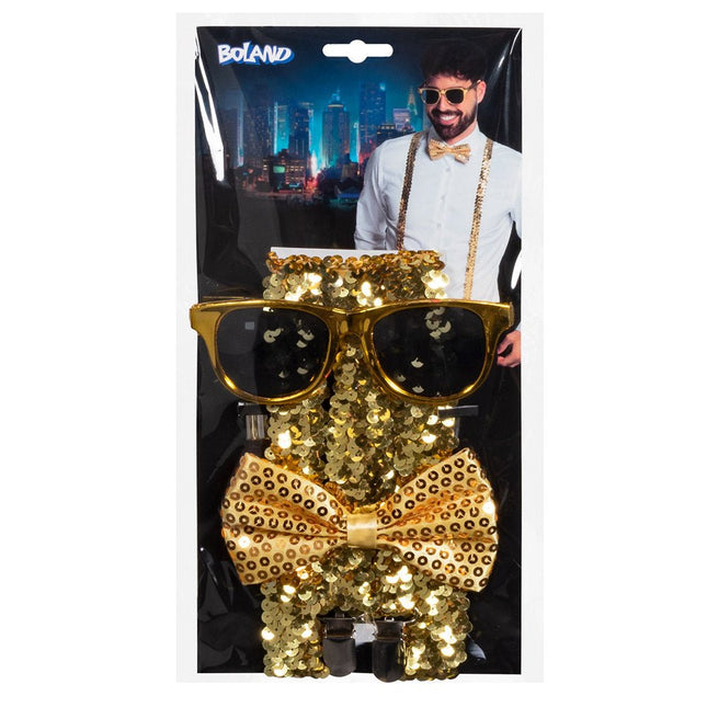 Gouden Accessoireset 3 delig van Boland koop je bij Partywinkel