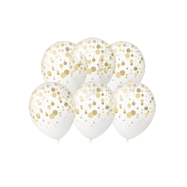 Gouden Ballonnen Stippen 30cm 6st van Paper Dreams koop je bij Partywinkel