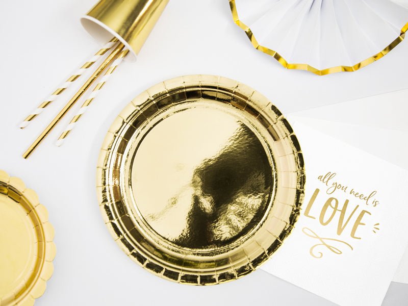 Gouden Borden Papier 23cm 6st van Partydeco koop je bij Partywinkel