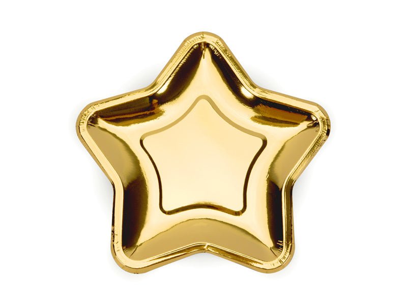 Gouden Borden Ster 18cm 6st van Partydeco koop je bij Partywinkel