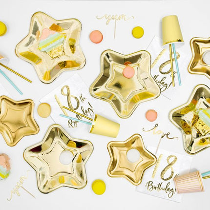Gouden Borden Ster 23cm 6st van Partydeco koop je bij Partywinkel