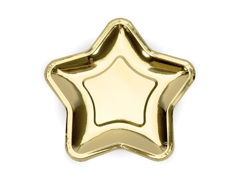 Gouden Borden Ster 23cm 6st van Partydeco koop je bij Partywinkel