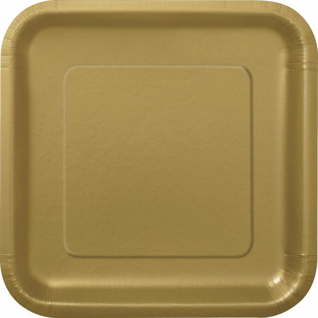 Gouden Borden Vierkant 17,5cm 16st van Unique koop je bij Partywinkel