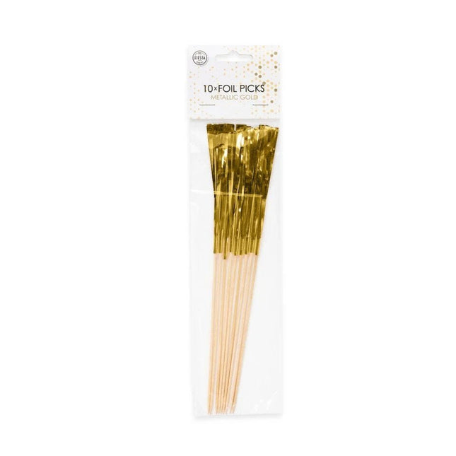 Gouden Cocktailprikkers Parasol Lang 10st van WeFiesta koop je bij Partywinkel