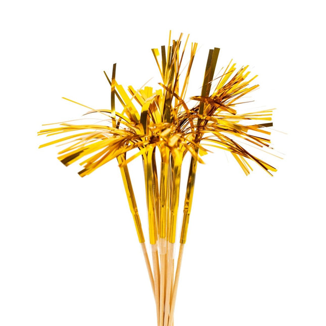 Gouden Cocktailprikkers Parasol Lang 10st van WeFiesta koop je bij Partywinkel