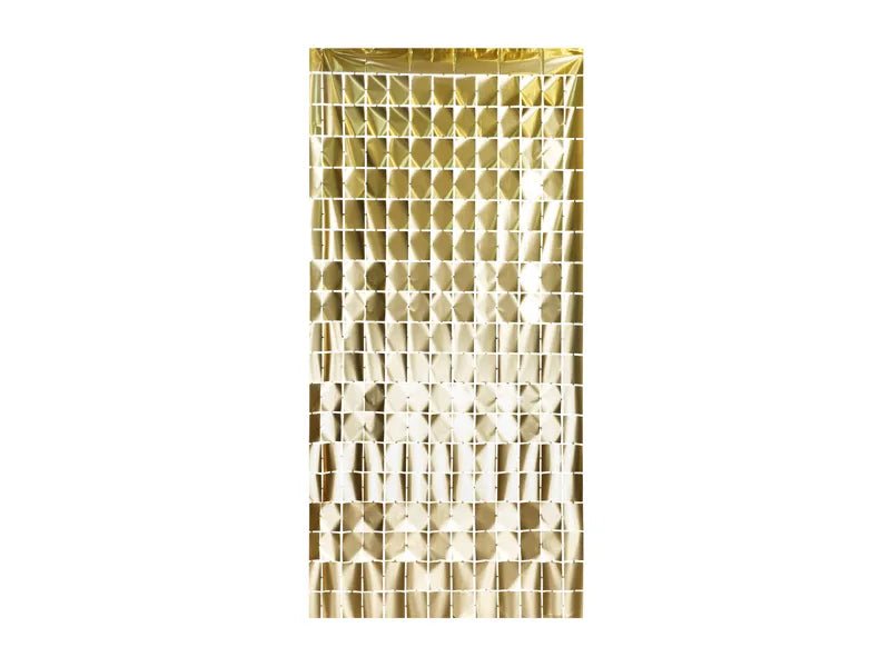Gouden Deurgordijn Vierkantjes 2m van Partydeco koop je bij Partywinkel