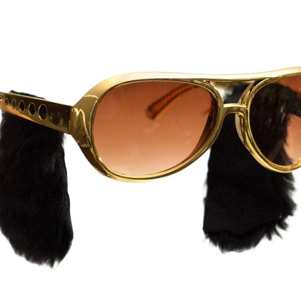 Gouden Elvisbril Bakkebaarden van Partychimp koop je bij Partywinkel