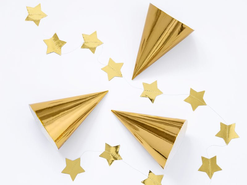 Gouden Feesthoedjes 16cm 6st van Partydeco koop je bij Partywinkel