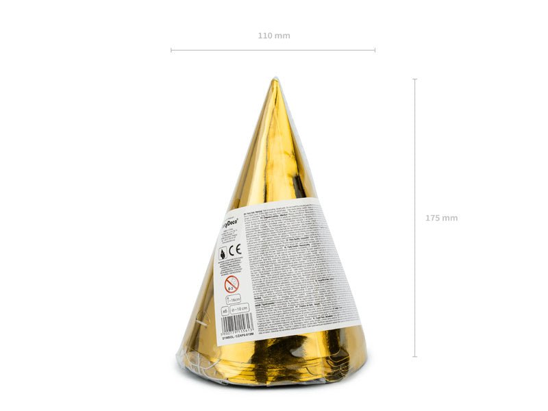 Gouden Feesthoedjes 16cm 6st van Partydeco koop je bij Partywinkel