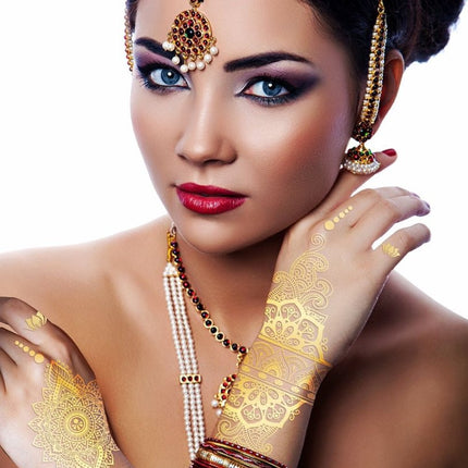 Gouden Gezicht Stickers Oriental 14cm van Fiestas Guirca koop je bij Partywinkel