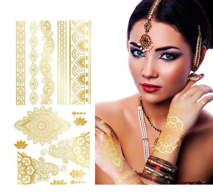 Gouden Gezicht Stickers Oriental 14cm van Fiestas Guirca koop je bij Partywinkel
