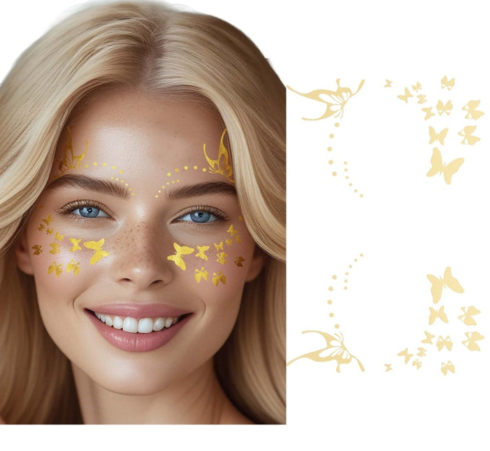 Gouden Gezicht Stickers Vlinders 14cm van Fiestas Guirca koop je bij Partywinkel