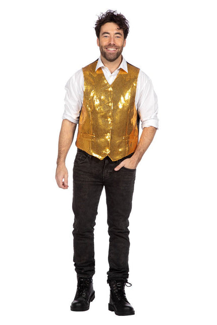 Gouden Gilet Heren Pailletten van Wilbers & Wilbers koop je bij Partywinkel