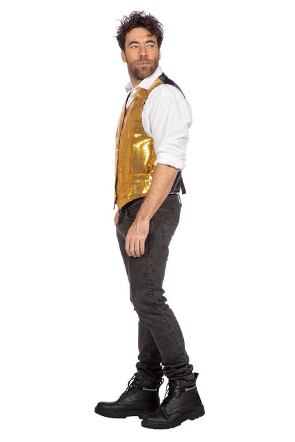 Gouden Gilet Heren Pailletten van Wilbers & Wilbers koop je bij Partywinkel