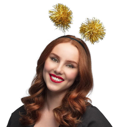 Gouden Haarband Pompoms van Boland koop je bij Partywinkel
