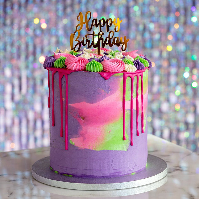 Gouden Happy Birthday Taarttopper 15,5cm van Boland koop je bij Partywinkel