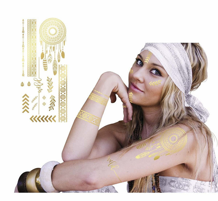 Gouden Hippie Nep Tattoos van Fiestas Guirca koop je bij Partywinkel