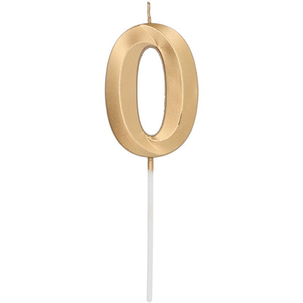 Gouden Kaars 0 Jaar Mat 7cm van Folat koop je bij Partywinkel