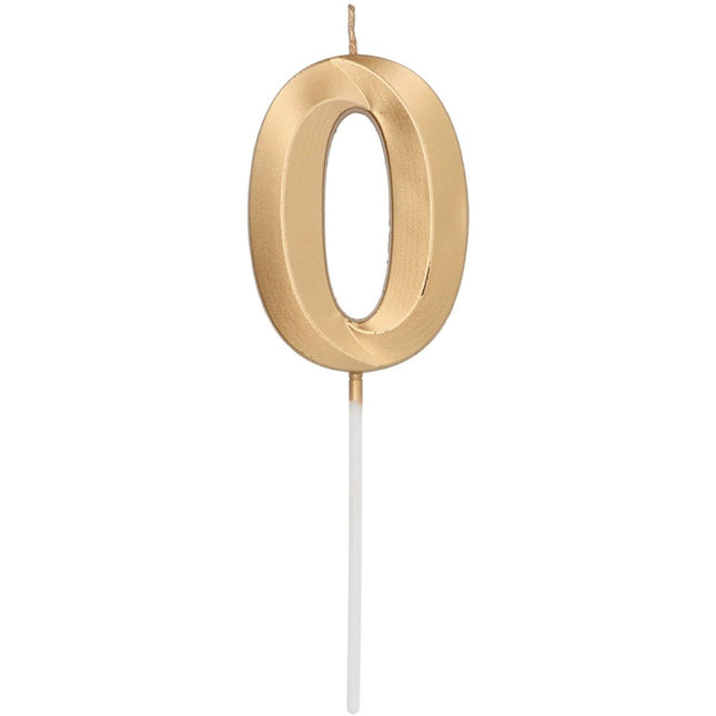Gouden Kaars 0 Jaar Mat 7cm van Folat koop je bij Partywinkel