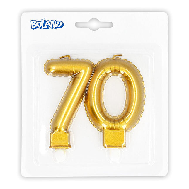 Gouden Kaars 70 Jaar 8cm van Boland koop je bij Partywinkel