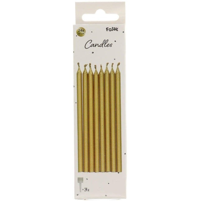 Gouden Kaarsen 10cm 12st van Folat koop je bij Partywinkel