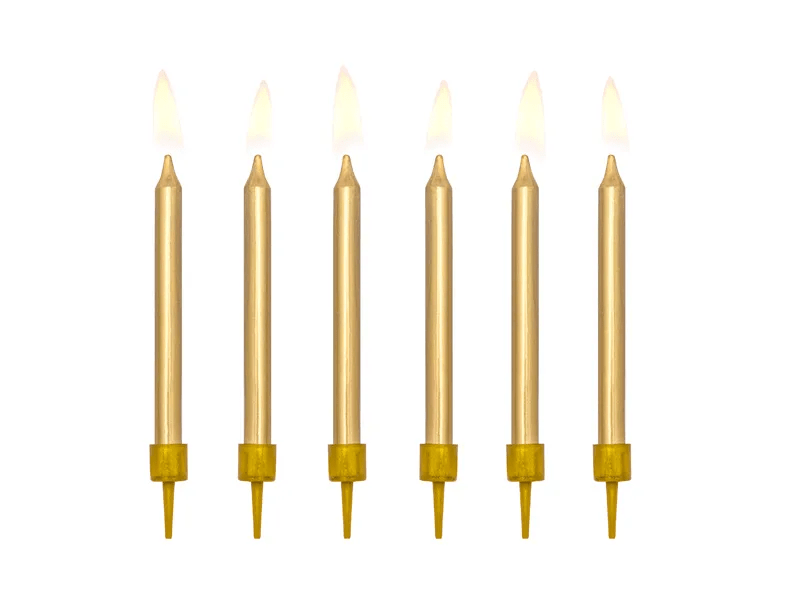 Gouden Kaarsjes 6cm 6st van Partydeco koop je bij Partywinkel