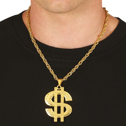 Gouden Ketting Dollar van Fiestas Guirca koop je bij Partywinkel