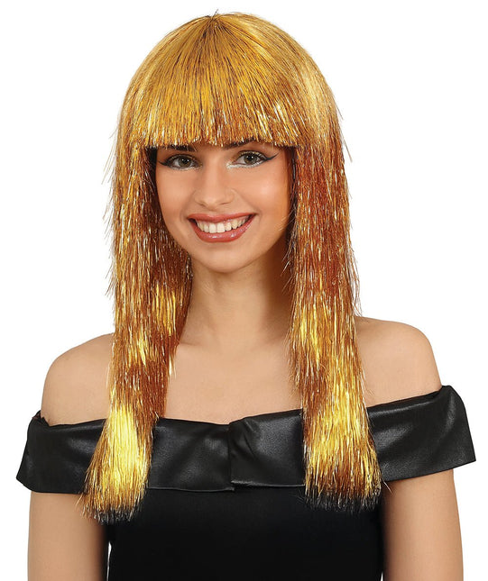 Gouden Pruik Met Pony Glinsterend van Fiestas Guirca koop je bij Partywinkel