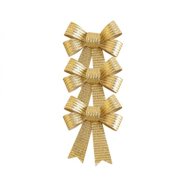 Gouden Strik Glitters Strepen 10cm 3st van CHAKS koop je bij Partywinkel