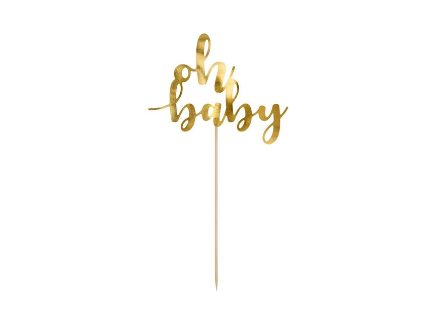 Gouden Taarttopper Oh Baby 25cm van Partydeco koop je bij Partywinkel