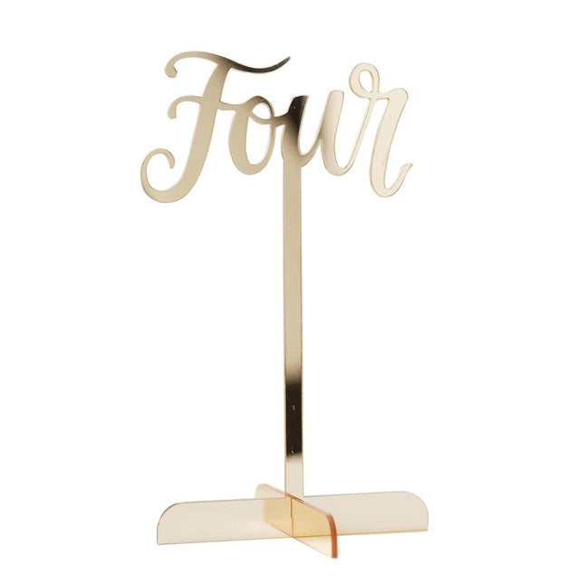 Gouden Tafelnummers 20cm 12st van Ginger Ray koop je bij Partywinkel