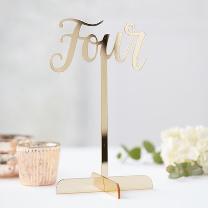 Gouden Tafelnummers 20cm 12st van Ginger Ray koop je bij Partywinkel