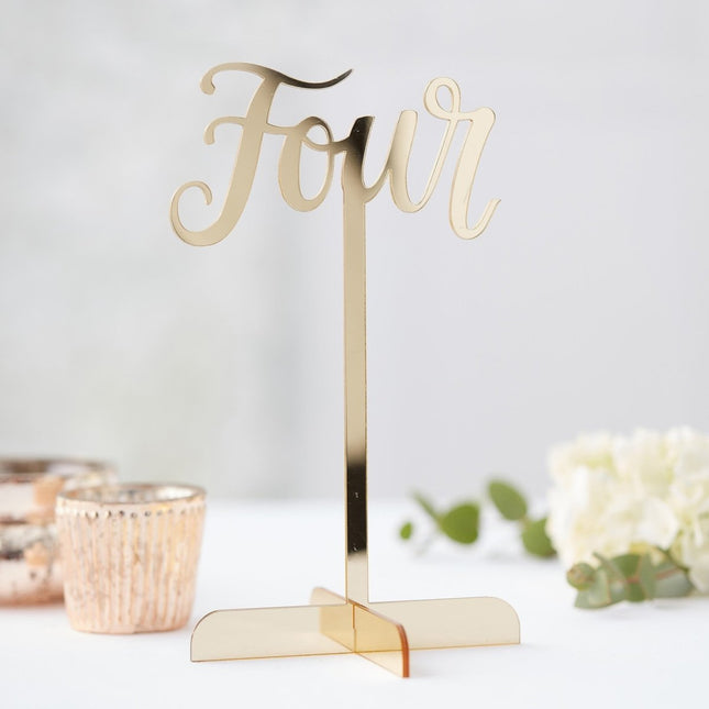Gouden Tafelnummers 20cm 12st van Ginger Ray koop je bij Partywinkel