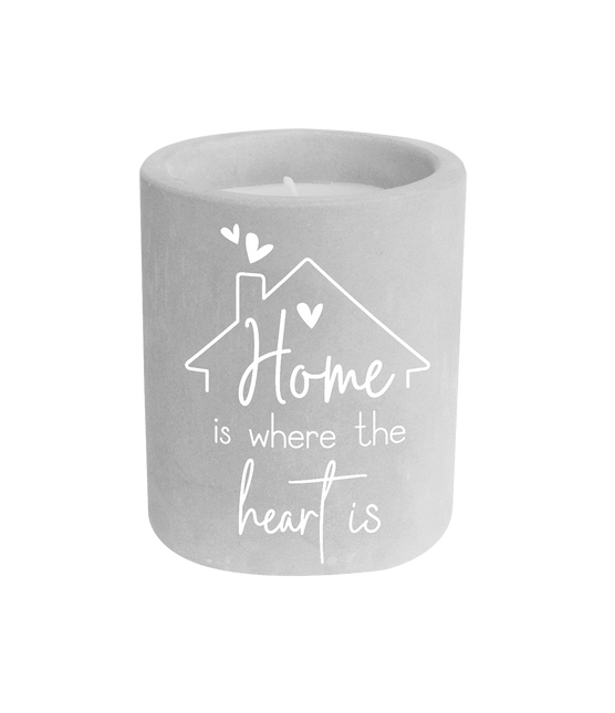 Grijze Cement Kaars Home Is Where The Heart Is 8cm van Paper Dreams koop je bij Partywinkel