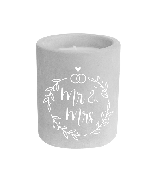 Grijze Cement Kaars Mr & Mrs 8cm van Paper Dreams koop je bij Partywinkel