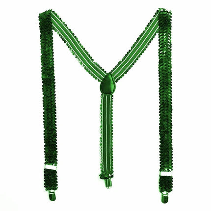 Green Suspenders with Sequins