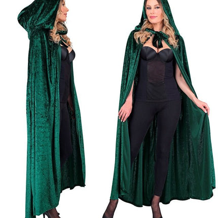 Groen Fluwelen Cape Met Kap 140cm van Widmann koop je bij Partywinkel