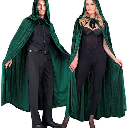 Groen Fluwelen Cape Met Kap 140cm van Widmann koop je bij Partywinkel