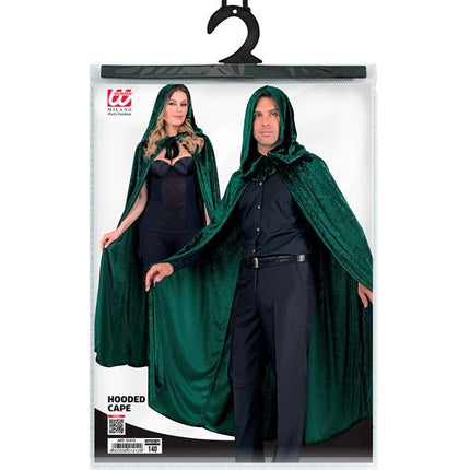 Groen Fluwelen Cape Met Kap 140cm van Widmann koop je bij Partywinkel