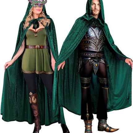 Groen Fluwelen Cape Met Kap 140cm van Widmann koop je bij Partywinkel