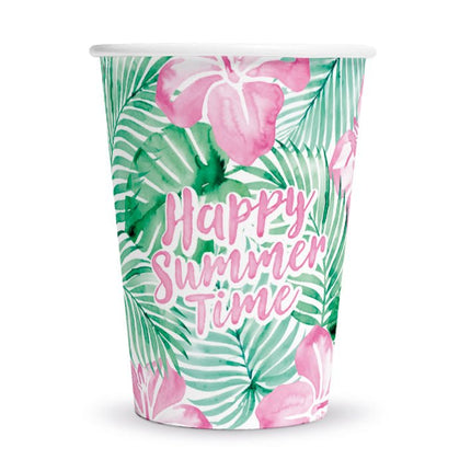 Groen Roze Bekers Happy Summer Time 210ml 8st van WeFiesta koop je bij Partywinkel