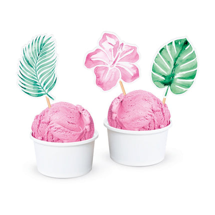 Groen Roze Cocktailprikkers Bladeren 12st van WeFiesta koop je bij Partywinkel