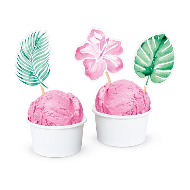 Groen Roze Cocktailprikkers Bladeren 12st van WeFiesta koop je bij Partywinkel