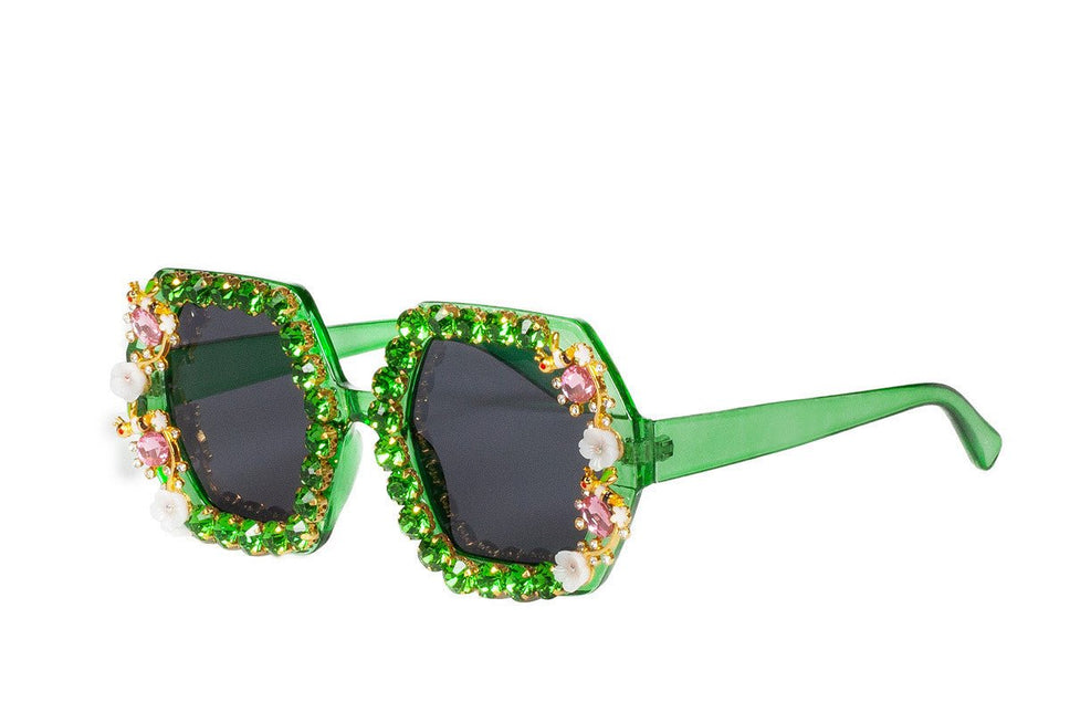Groene Bril Strass Bloemetjes van Wilbers & Wilbers koop je bij Partywinkel