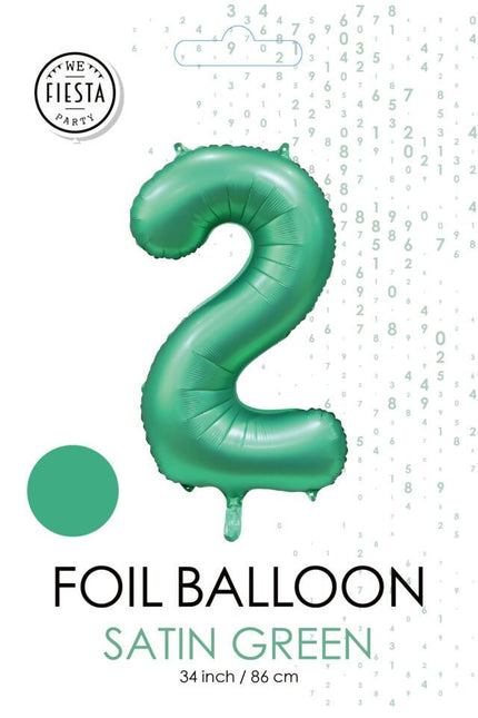 Groene Cijfer Ballon 2 Jaar Glans 86cm van WeFiesta koop je bij Partywinkel