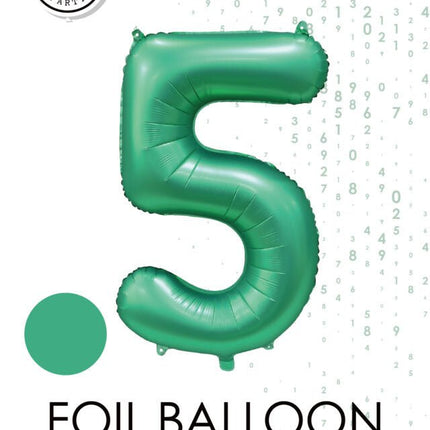 Groene Cijfer Ballon 5 Jaar Glans 86cm van WeFiesta koop je bij Partywinkel