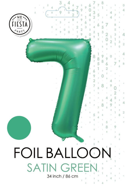 Groene Cijfer Ballon 7 Jaar Glans 86cm van WeFiesta koop je bij Partywinkel