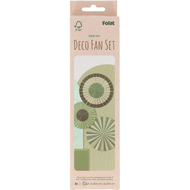 Groene Papieren Waaiers 35cm 3st van Folat koop je bij Partywinkel