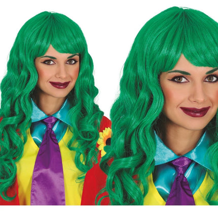 Groene Pruik Lang Haar Krullen van Fiestas Guirca koop je bij Partywinkel
