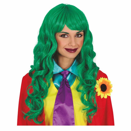 Groene Pruik Lang Haar Krullen van Fiestas Guirca koop je bij Partywinkel